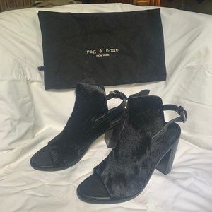 Rag & Bone Wyatt Black Leather Sandal Peep Toe